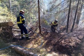 Fiamme sul Colle: bruciano bosco e prato nella zona di Col de Gou