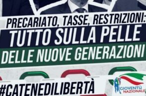 “Catene di libertà”: Gioventù Nazionale manifesta il suo dissenso
