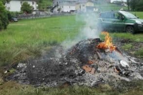 Materassi, cuscini, plastiche: 2 metri cubi di rifiuti bruciati a bordo strada