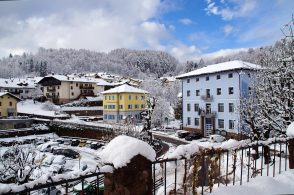 village, snow, mountain, buildings, houses, snowy, winter, cold, dolomites, alps, alpine, outdoors, ville di fiemme, carano, fiemme valley, trentino, nature, italy