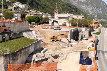 Longarone, centro in trasformazione: Piazza 9 ottobre verso il completamento