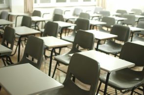 white table with black chairs