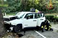 Auto contro un albero a Quero: tre feriti, due estratti dai Vigili del Fuoco